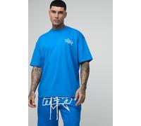Men's Tall Man Star Puff Print Oversized T-Shirt & Relaxed Jersey Short Set | Blue | Size Medium | BOOHOOMAN