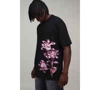 Men's Tall Oversized Blurred Floral Print T-Shirt | Black | Size 2X-Large | BOOHOOMAN