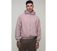 Men's Tall Oversized Boxy Check Hooded Toggle Cagoule | Pink | Size Small | BOOHOOMAN