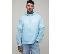 Men's Tall Oversized Boxy Glow In The Dark Hooded Toggle Cagoule | Blue | Size 2X-Large | BOOHOOMAN