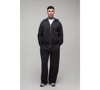 Men's Tall Oversized Boxy Hooded Zip Through Wide Leg Tracksuit | Charcoal | Size Medium | BOOHOOMAN