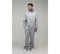 Men's Tall Oversized Boxy Over the Head Scuba Hoodie And Straight Leg Tracksuit | Grey Marl | Size 2X-Large | BOOHOOMAN
