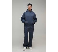 Men's Tall Oversized Boxy Over the Head Scuba Hoodie And Straight Leg Tracksuit | Slate | Size 2X-Large | BOOHOOMAN
