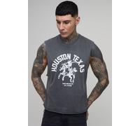 Men's Tall Oversized Boxy Western Washed Graphic Tank | Charcoal | Size Large | BOOHOOMAN