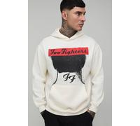 Men's Tall Oversized Foo Fighters License Printed Hoodie | Ecru | Size Medium | BOOHOOMAN