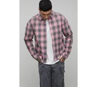 Men's Tall Oversized Jewel Embellished Heavyweight Check Shirt | Pink | Size 2X-Large | BOOHOOMAN