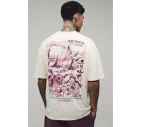Men's Tall Oversized Kyoto Mountain Graphic T-Shirt | Ecru | Size 2X-Large | BOOHOOMAN