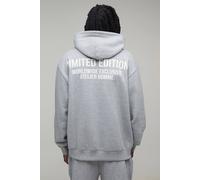 Men's Tall Oversized Limited Edition Over The Head Hoodie | Grey Marl | Size Large | BOOHOOMAN