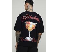 Men's Tall Oversized Manhattan Print T-Shirt | Black | Size Small | BOOHOOMAN