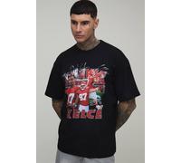 Men's Tall Oversized NFLPA Travis Kelce License Printed T-Shirt | Black | Size Medium | BOOHOOMAN