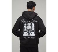 Men's Tall Oversized Paris Graphic Hoodie | Black | Size 2X-Large | BOOHOOMAN