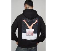 Men's Tall Oversized Playboy Christmas License Printed Hoodie | Black | Size Medium | BOOHOOMAN