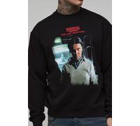 Men's Tall Oversized Stranger Things License Printed Sweatshirt | Black | Size 2X-Large | BOOHOOMAN