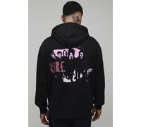 Men's Tall Oversized The Cure License Printed Hoodie | Black | Size 2X-Large | BOOHOOMAN