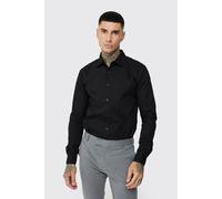 Mens Tall Poplin Shirt In Black, Black 2XL