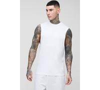 Men's Tall Reguar Fit Essential Drop Armhole Tank | White | Size Medium | BOOHOOMAN