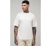 Men's Tall Regular Fit Exposed Seam T-Shirt | White | Size Medium | BOOHOOMAN