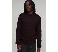 Men's Tall Regular Fit Ribbed Knitted Jumper | Plum | Size 2X-Large | BOOHOOMAN