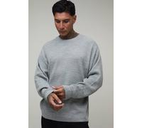 Men's Tall Regular Fit Ribbed Knitted Long Sleeve T-Shirt | Grey | Size X-Large | BOOHOOMAN