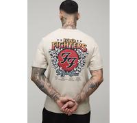 Men's Tall Regular Foo Fighters Floral License Print T-Shirt | Stone | Size X-Large | BOOHOOMAN