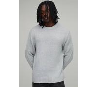 Men's Tall Relaxed Fit Brushed Knitted Jumper | Light Grey | Size X-Large | BOOHOOMAN