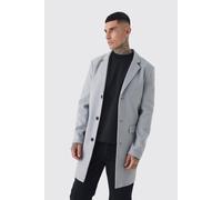Mens Tall Single Breasted Wool Look Overcoat in Grey, Grey S