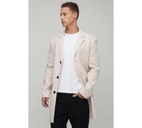 Mens Tall Single Breasted Wool Look Regular Fit Overcoat in Beige, Beige L