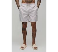Men's Tall St Tropez Placement Print Mid Length Swim Shorts | Taupe | Size X-Large | BOOHOOMAN