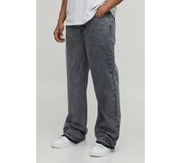 Men's Tall Straight Flared Washed Jeans With Let Down Hem | Mid Grey | Size 34L | BOOHOOMAN