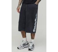 Men's Tall Tribal Bermuda Jorts | Black | Size Large | BOOHOOMAN
