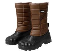 Men's Tall Winter Snow Boots -Waterproof Duck Shell, Warm Fleece Lined, Lightweight & Slip-Resistant Lug Sole, Insulated Cold-Weather Outdoor Work & Hiking Boots Black-Brown 7.5UK