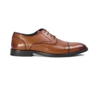 Men's Tan Brown Burnished Leather Lace-Up Cap Toe Derby Shoes - Tan 9