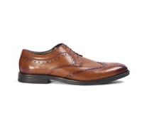 Men's Tan Brown Wingtip Brogue Derby Shoe Burnished Leather Lace-Up Dress Shoes - Tan 11