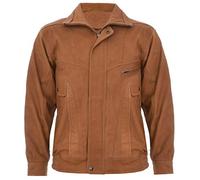 Men's Tan Leather Jacket Classic Buffalo Suede Harrington Tailored Bomber 2XL