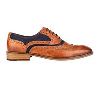 Mens Tan Leather & Navy Suede Oxford Brogues Gatsby 1920s Shoes [SHELBY-TAN-NAVY-SUEDE-42]