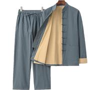 Mens Tang Suit Chinese Traditional Long Sleeve Tai Chi Kung Fu Shirt Martial Arts Clothing Suit，cotton Hemp Tops And Pants Suitable For Wing Chun Training
