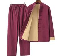 Mens Tang Suit Chinese Traditional Long Sleeve Tai Chi Kung Fu Shirt Martial Arts Clothing Suit，cotton Hemp Tops And Pants Suitable For Wing Chun Training