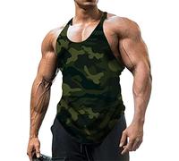Men's Tank Top Camouflage Print Loose Men's Vest Sport Summer U-Neck Men's Sports Shirt Sleeveless Fitness Stretch Breathable Men's Muscle Shirt B-Army Green 3XL