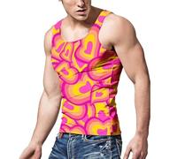 Men's Tank Top Gay Pride Month Rainbow Tank Top Man LGBT Heart Print Neon Color Tee Shirt Sleeveless Colorful Tank Tops LGBTQ Tank Top Sport Casual Summer T Shirt Stretch Bodybuilding, 01-Orange, S