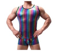 Men's Tank Top LGBT Rainbow Striped Tank Top Man Gay Pride Month Neon Color Tank Top Sequins Sleeveless Tee Shirt LGBTQ Tank Top Sport Casual Summer T Shirt Stretch Bodybuilding Shiny, 01-Purple, M