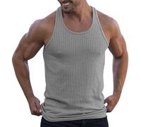 Mens Tank Top Undershirt Sleeveless Summer Casual Quick Dry Athletic Lightweight Training Running Gym Tank Top Men Grey