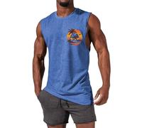 Mens Tank Tops Cotton Vests for Men UK Graphic Printed Quick Dry Sleeveless Shirt Round Neck Relaxed Fit Tank Shirt Soft Comfortable Stylish Casual Vest for Summer Beach Vacation Light Blue