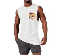 Mens Tank Tops Cotton Vests for Men UK Graphic Printed Quick Dry Sleeveless Shirt Round Neck Relaxed Fit Tank Shirt Soft Comfortable Stylish Casual Vest for Summer Beach Vacation White
