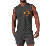 Mens Tank Tops Cotton Vests for Men UK Graphic Printed Quick Dry Sleeveless Shirt Round Neck Relaxed Fit Tank Shirt Soft Comfortable Stylish Casual Vest for Summer Beach Vacation Dark Gray