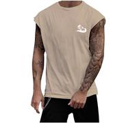 Mens Tank Tops Multipack Cotton Vest for Men Sleeveless Undershirt Basic Plain Color Underwear Mens Shaper Tank Mens Running Vest Large Polo t Shirt Mens (Khaki, XXXL)