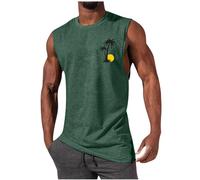 Men's Tank Tops Sleeveless Shirts for Men Muscle Basic T Shirts Lightweight Tanks for Men Vest Hawaiian Palm Tree Design Breathable Comfy Simple Style Tank Tops Casual Holiday Sweatshirt Tee