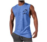 Men's Tank Tops Sleeveless Shirts for Men Muscle Basic T Shirts Lightweight Tanks for Men Vest Hawaiian Palm Tree Design Breathable Comfy Simple Style Tank Tops Casual Holiday Sweatshirt Tee