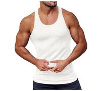 Mens Tank Tops Sleeveless Vests Running Top Sport Training Tops Gym Slim Fit Athletic Shirts Workout Undershirt Fitness Mens Tank Tops Grey Rash Vest Men's Rugby Shirts (White, XXXL)