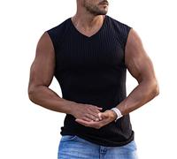 Men's Tank Tops Sporty and Casual Sleeveless Shirts Prints Slim Fit and Breathable Men's Knitwear Men's T-Shirt B-Black M
