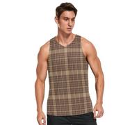 Mens Tank Tops Summer Sleeveless Tops Tartan Check British Sports Vest Quick Dry Training Gym Training Tops T-Shirt Buffalo Plaid Multi